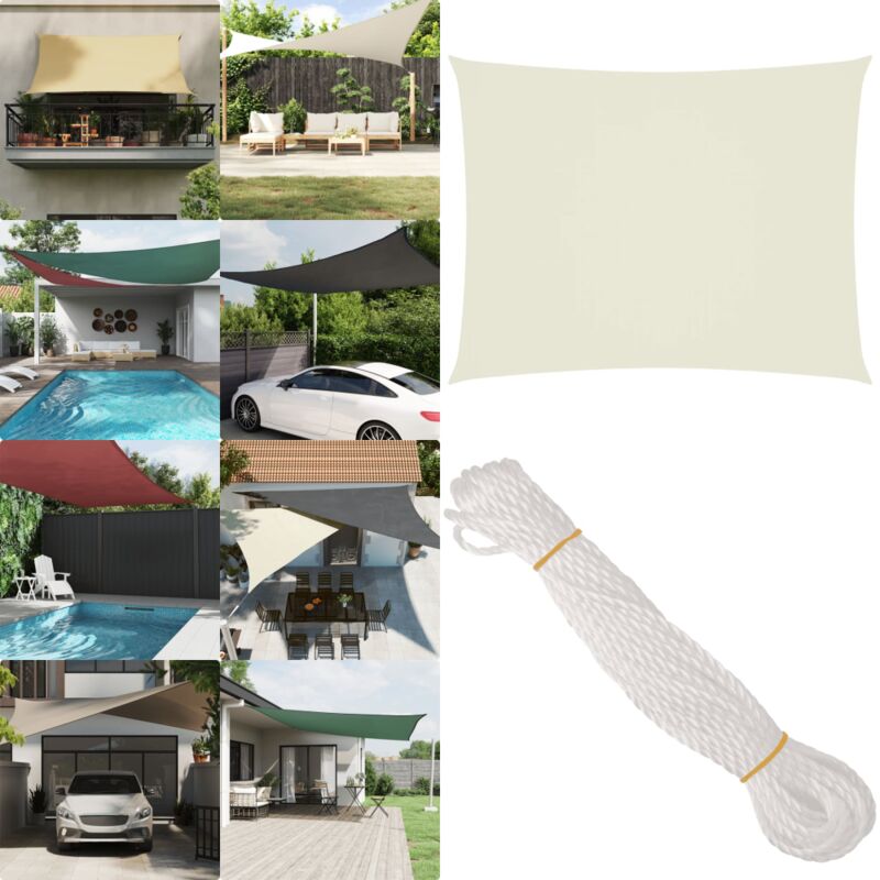 Voile de parasol tissu oxford rectangulaire 5x6 m crème - Parapluie - Voile Solaire - Parasol Rectangulaire - Parasol Crème - Parasol Jardin - Home &