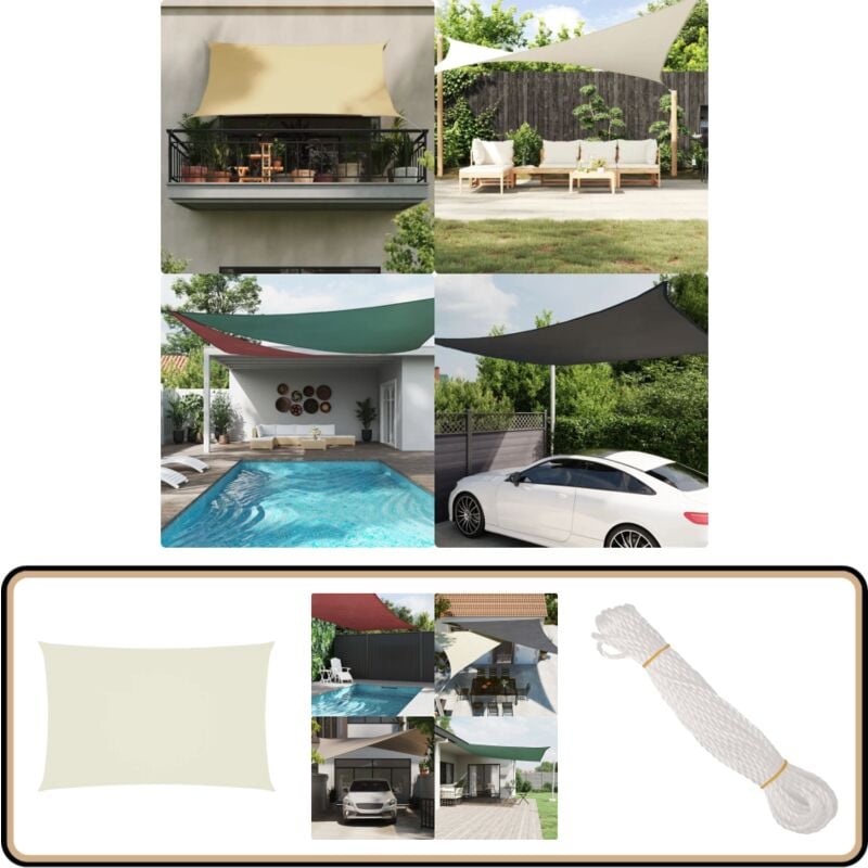 Vidaxl - Voile de parasol tissu oxford rectangulaire 5x8 m crème - Parapluie - Voile Solaire - Parasol Rectangle - Parasol Extérieur - Protection