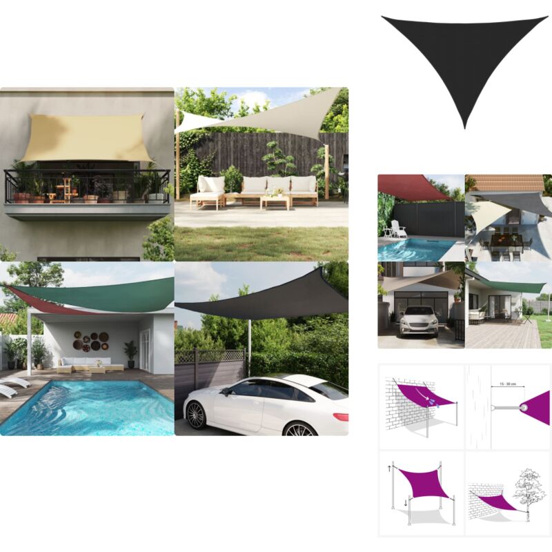 Voile de parasol tissu oxford triangulaire 3x4x4 m noir - Parapluie - Voile Solaire - Parasol Extérieur - Protection Solaire - Parasol Triangle