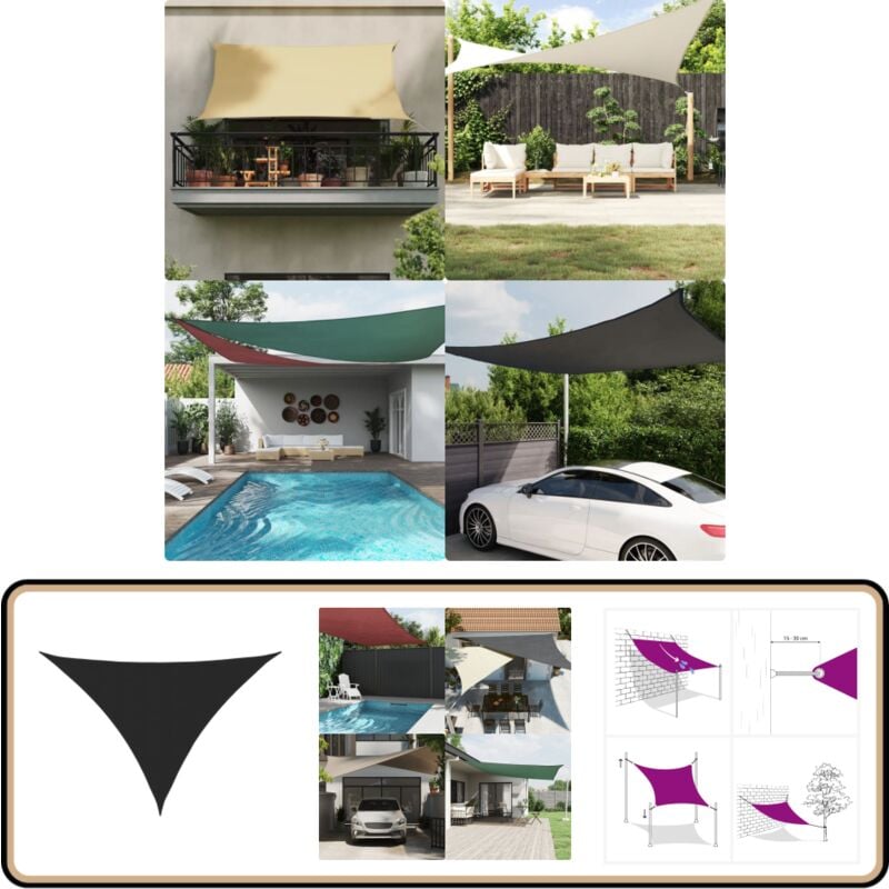 Vidaxl - Voile de parasol tissu oxford triangulaire 3x4x5 m noir - Parapluie - Voile Solaire - Parasol Extérieur - Protection Solaire - Parasol