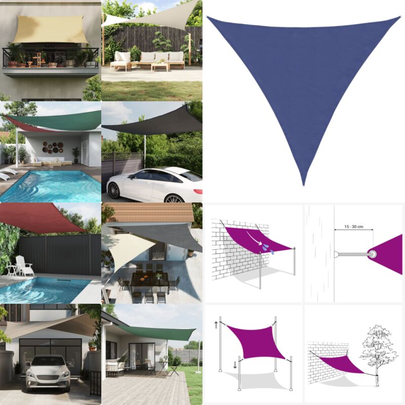 Vidaxl - Voile de parasol tissu oxford triangulaire 4x4x4 m bleu - Parapluie - Voile Solaire - Parasol Extérieur - Protection Solaire - Parasol