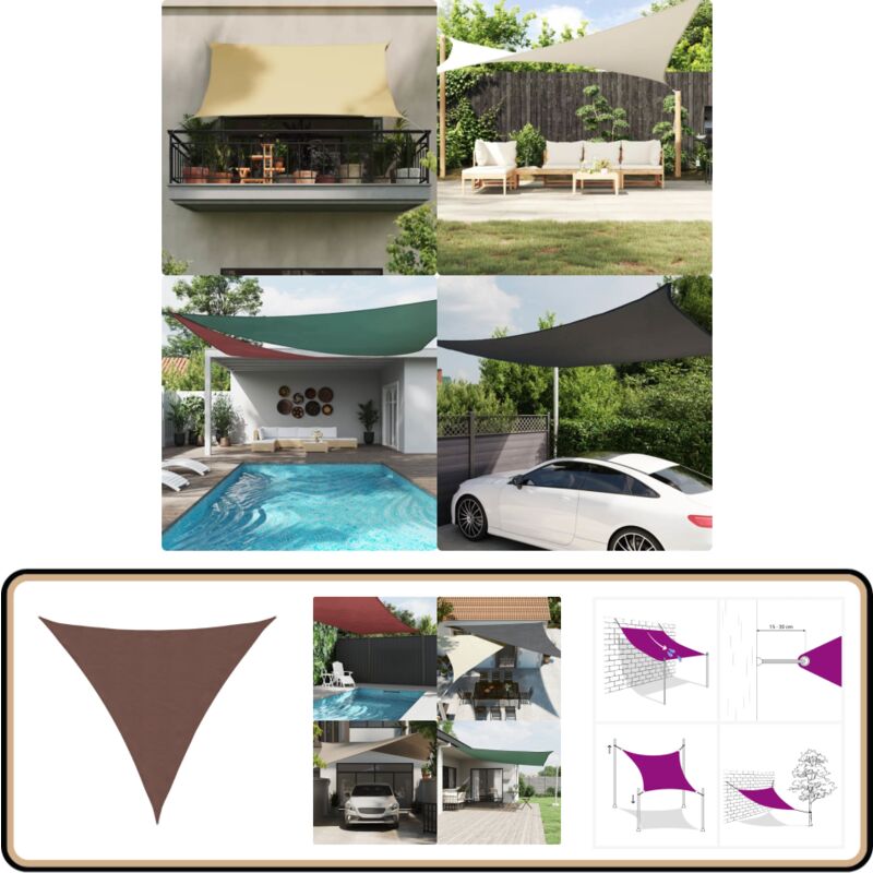 Vidaxl - Voile de parasol tissu oxford triangulaire 4x4x4 m marron - Parapluie - Voile Solaire - Parasol Extérieur - Protection Solaire - Parasol