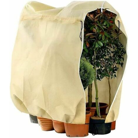 Voile dhivernage　Housse de protection pour arbre fruitiers,résistant au froid et au gel,pour plantes de jardin,sac de protection pour les plantes,housse pour arbres fruitiers avec fermeture éclair 80x