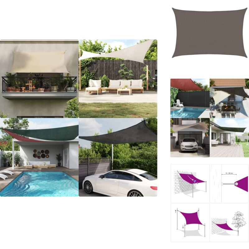 Voile d'ombrage 160 g/m² Anthracite 2,5x4 m pehd - Parasol - Voile D'ombrage - Ombrage - Jardin - Terrasse