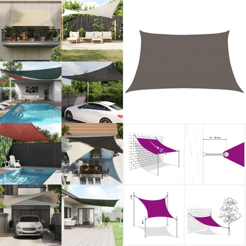Vidaxl - Voile d'ombrage 160 g/m² Anthracite 3/4x2 m pehd - Parasol - Voile D'ombrage - Parasol Rectangulaire - Parasol Extérieur - Parasol Jardin
