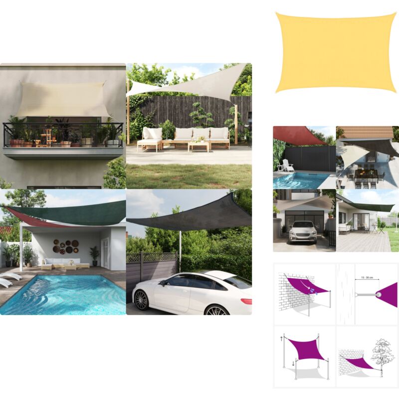 Voile d'ombrage 160 g/m² Beige 3,5x5 m pehd - Parasol - Voile D'ombrage - Parasol Rectangulaire - Parasol Beige - Parasol Extérieur