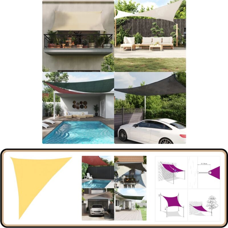 Voile d'ombrage 160 g/m² Beige 3x4x5 m pehd - Parasol - Voile D'ombrage - Parasol Extérieur - Parasol Triangle - Parasol Beige