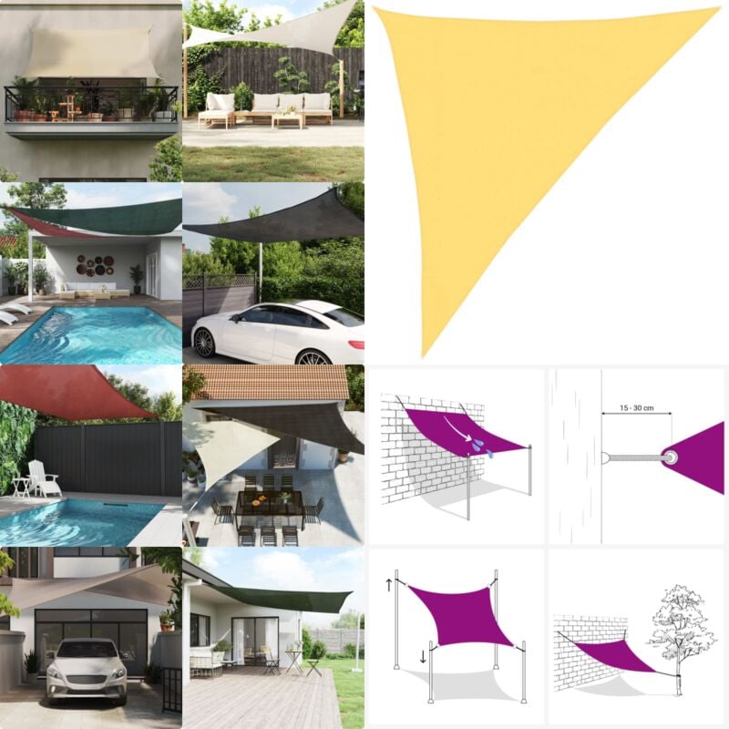 Vidaxl - Voile d'ombrage 160 g/m² Beige 3x4x5 m pehd - Parasol - Voile D'ombrage - Parasol Extérieur - Parasol Triangle - Parasol Beige - Home &