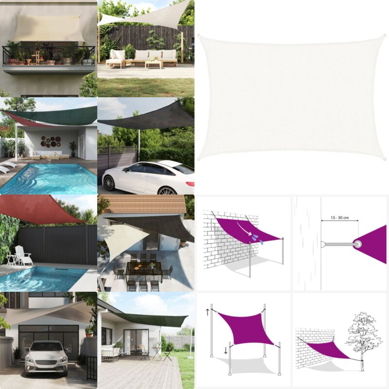 Voile d'ombrage 160 g/m² Blanc 2,5x4 m PEHD - Parasol - Voile D'ombrage - Parasol Rectangulaire - Parasol Extérieur - Parasol Blanc - Home & Living