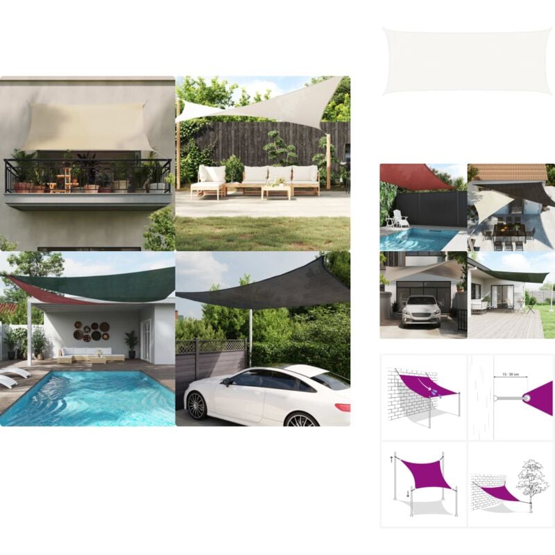 Voile d'ombrage 160 g/m² Blanc 2x4,5 m pehd - Parasol - Voile D'ombrage - Parasol Rectangulaire - Parasol Blanc - Parasol Jardin