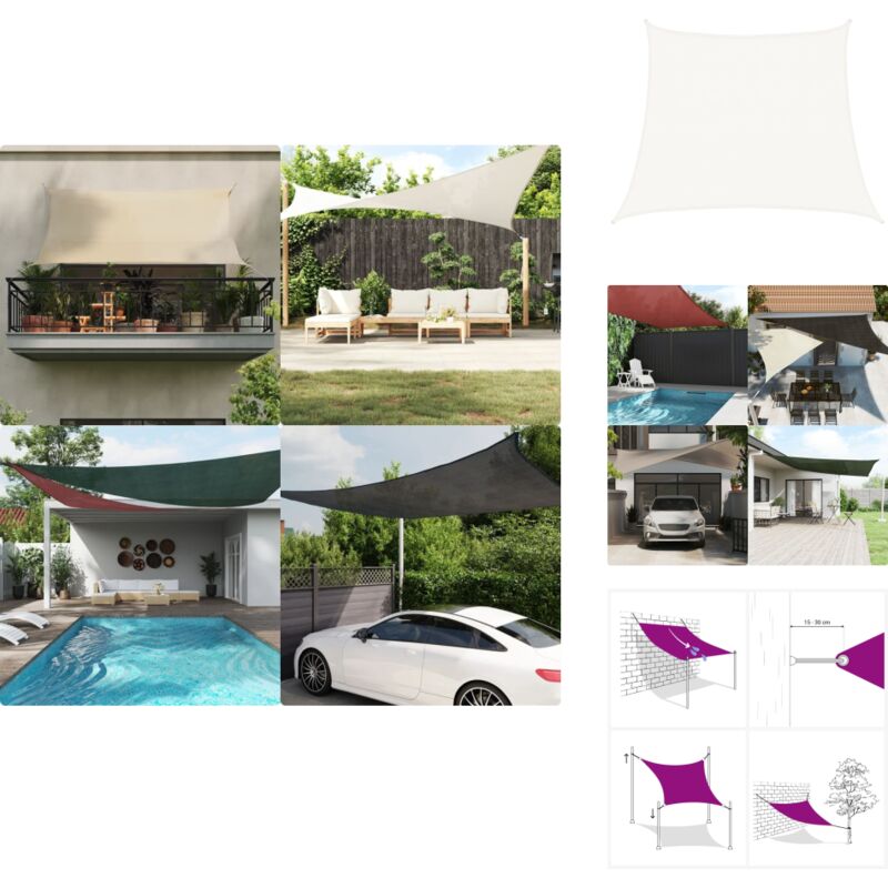 Voile d'ombrage 160 g/m² Blanc 3/4x3 m pehd - Parasol - Voile D'ombrage - Parasol Rectangulaire - Parasol Extérieur - Protection Solaire