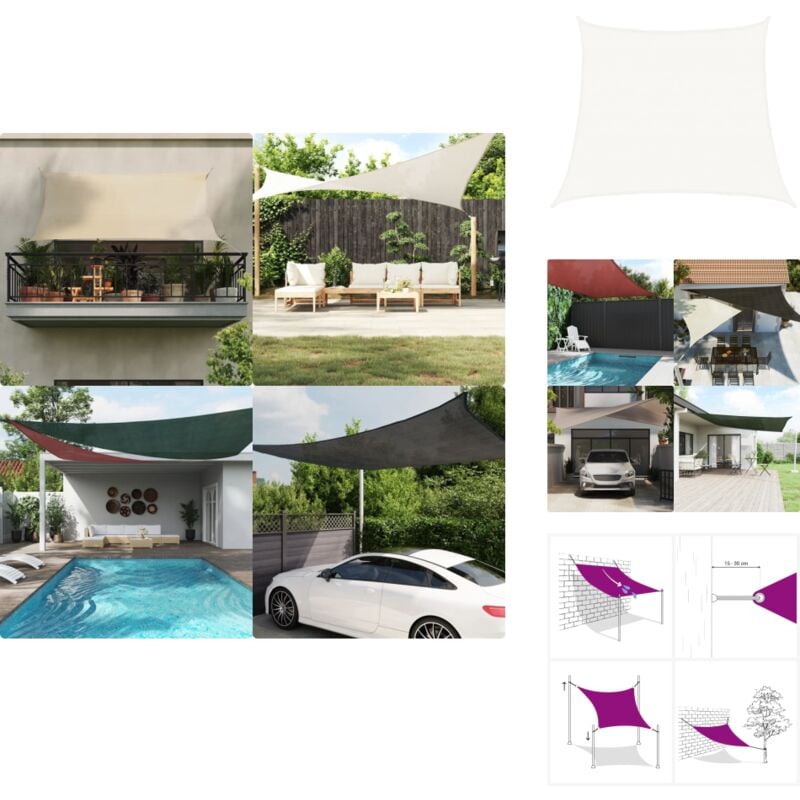 Voile d'ombrage 160 g/m² Blanc 4/5x4 m pehd - Parasol - Voile D'ombrage - Parasol Rectangulaire - Parasol Extérieur - Parasol Blanc