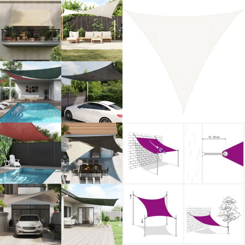 Voile d'ombrage 160 g/m² Blanc 4,5x4,5x4,5 m pehd - Parasol - Voile D'ombrage - Parasol Rectangulaire - Parasol Triangle - Parasol Extérieur - Home &