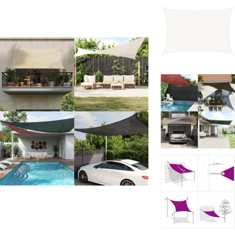 Voile d'ombrage 160 g/m² Blanc 4x5 m pehd - Parasol - Voile D'ombrage - Ombrage - Jardin - Terrasse