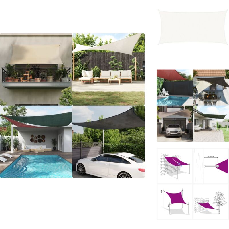 Voile d'ombrage 160 g/m² Blanc 4x7 m pehd - Parasol - Voile D'ombrage - Parasol Rectangulaire - Parasol Extérieur - Protection Solaire