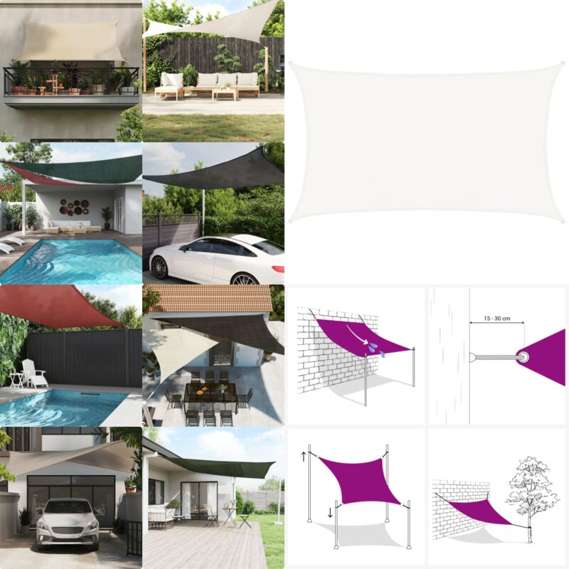 Voile d'ombrage 160 g/m² Blanc 5x8 m PEHD - Parasol - Voile D'ombrage - Parasol Rectangulaire - Parasol Blanc - Parasol Jardin - Home & Living