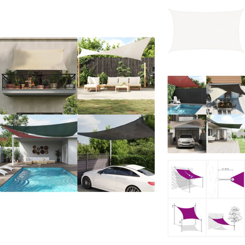 Voile d'ombrage 160 g/m² Blanc 5x8 m pehd - Parasol - Voile D'ombrage - Parasol Rectangulaire - Parasol Blanc - Parasol Jardin