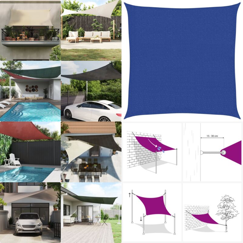 Vidaxl - Voile d'ombrage 160 g/m² Bleu 2x2 m pehd - Parasol - Voile D'ombrage - Parasol Carré - Parasol Bleu - Parasol Extérieur - Home & Living