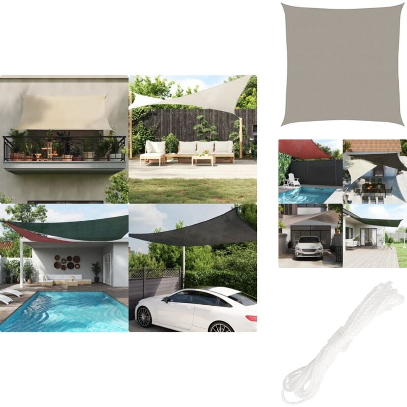 Voile d'ombrage 160 g/m² carré gris clair 4,5x4,5 m pehd - Voile D'ombrage - Parasol - Ombrage - Abri Solaire - Toile De Parasol