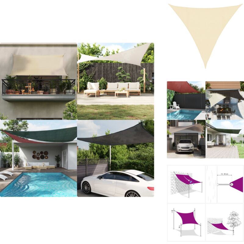 Vidaxl - Voile d'ombrage 160 g/m² Crème 4x4x4 m pehd - Parasol - Voile D'ombrage - Parasol Rectangulaire - Parasol Extérieur - Parasol Crème