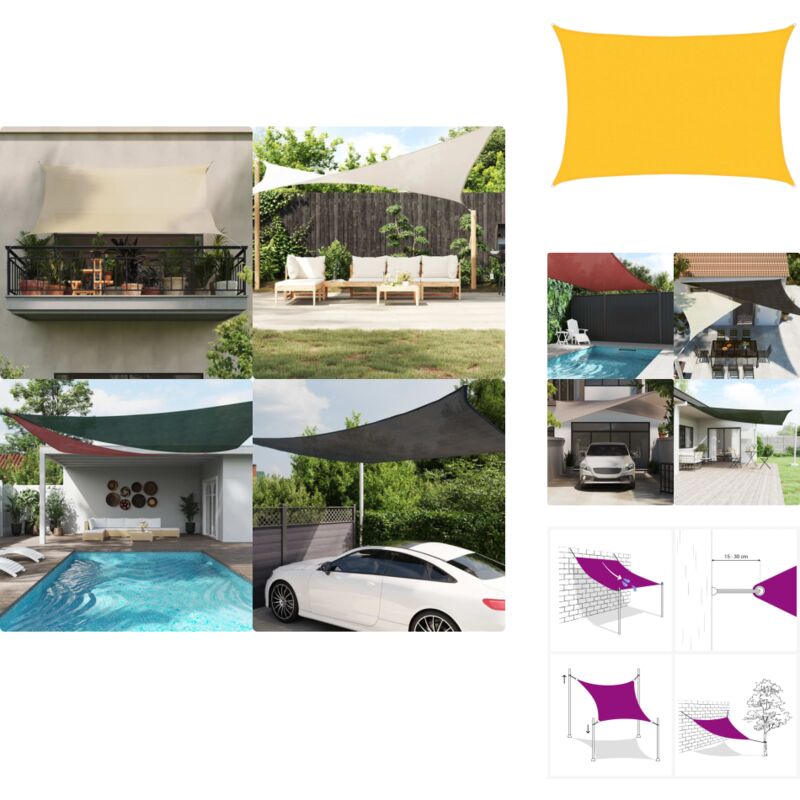 Vidaxl - Voile d'ombrage 160 g/m² Jaune 2,5x3,5 m pehd - Parasol - Voile D'ombrage - Parasol Rectangulaire - Parasol Extérieur - Protection Solaire