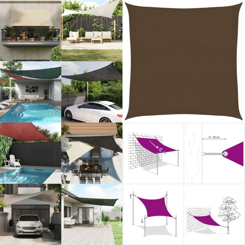 Vidaxl - Voile d'ombrage 160 g/m² Marron 2,5x2,5 m pehd - Parasol - Voile D'ombrage - Parasol Carré - Parasol Extérieur - Parasol Jardin - Home &