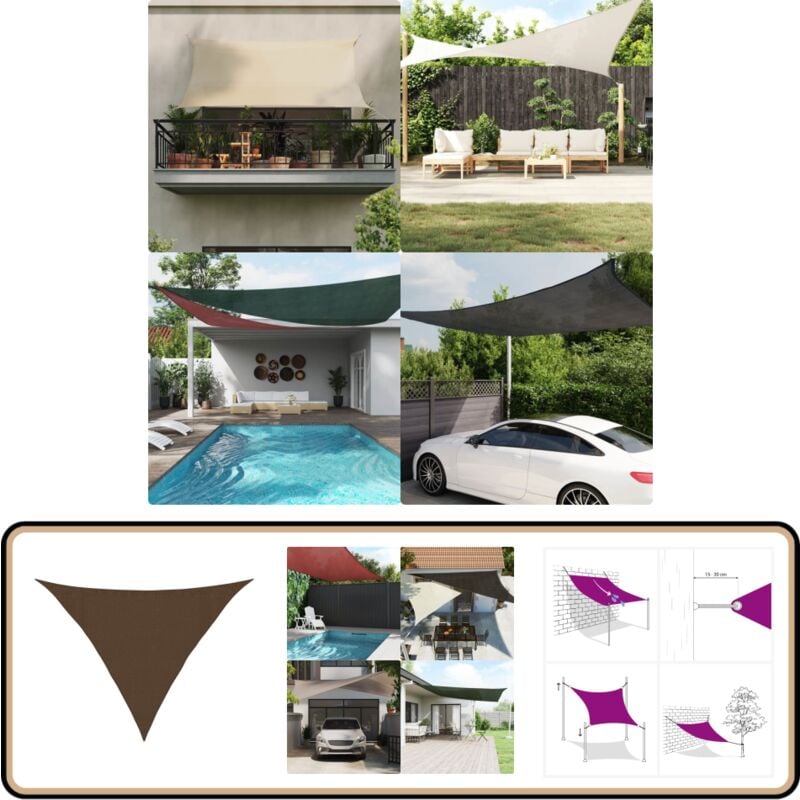 Voile d'ombrage 160 g/m² Marron 3,5x3,5x4,9 m pehd - Parasol - Voile D'ombrage - Parasol Rectangulaire - Parasol Extérieur - Parasol Jardin