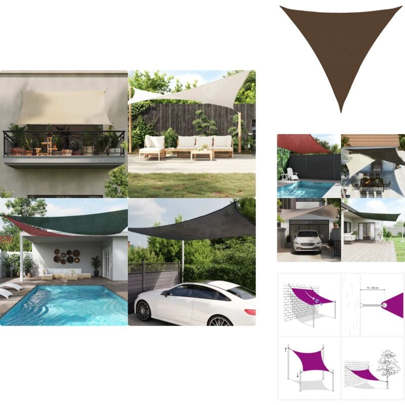 Voile d'ombrage 160 g/m² Marron 5x5x5 m pehd - Parasol - Voile D'ombrage - Parasol Rectangulaire - Parasol Extérieur - Parasol Jardin