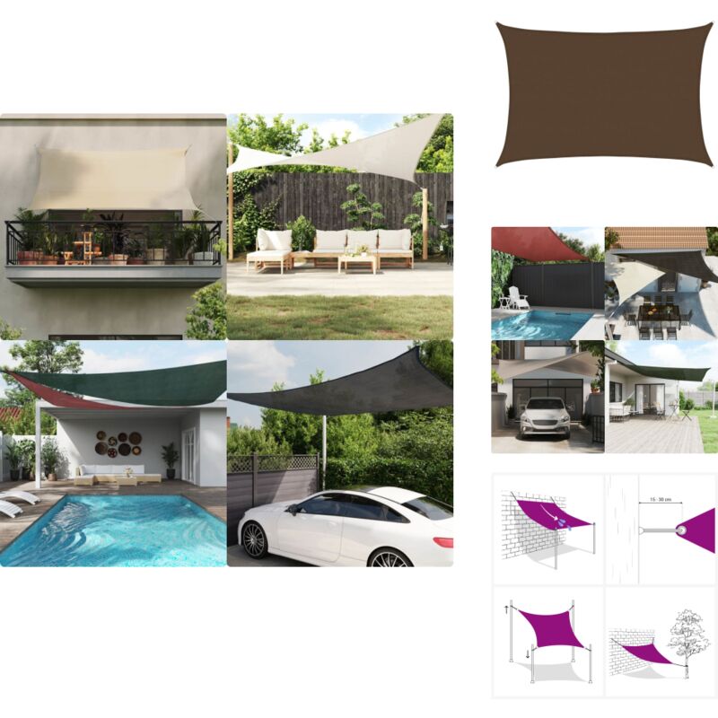 Voile d'ombrage 160 g/m² Marron 5x7 m pehd - Parasol - Voile D'ombrage - Parasol Rectangulaire - Parasol Extérieur - Parasol Jardin