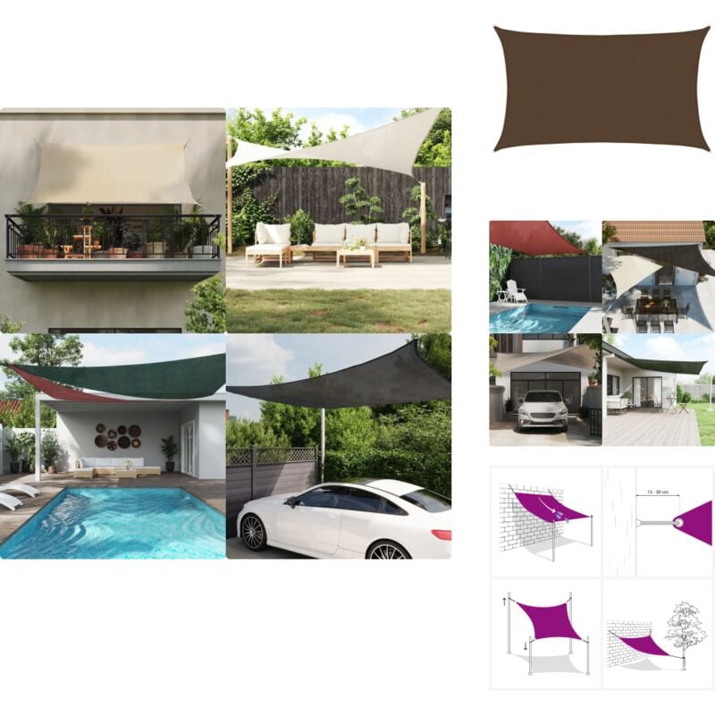 Voile d'ombrage 160 g/m² Marron 5x8 m pehd - Parasol - Voile D'ombrage - Parasol Rectangulaire - Parasol Extérieur - Parasol Jardin