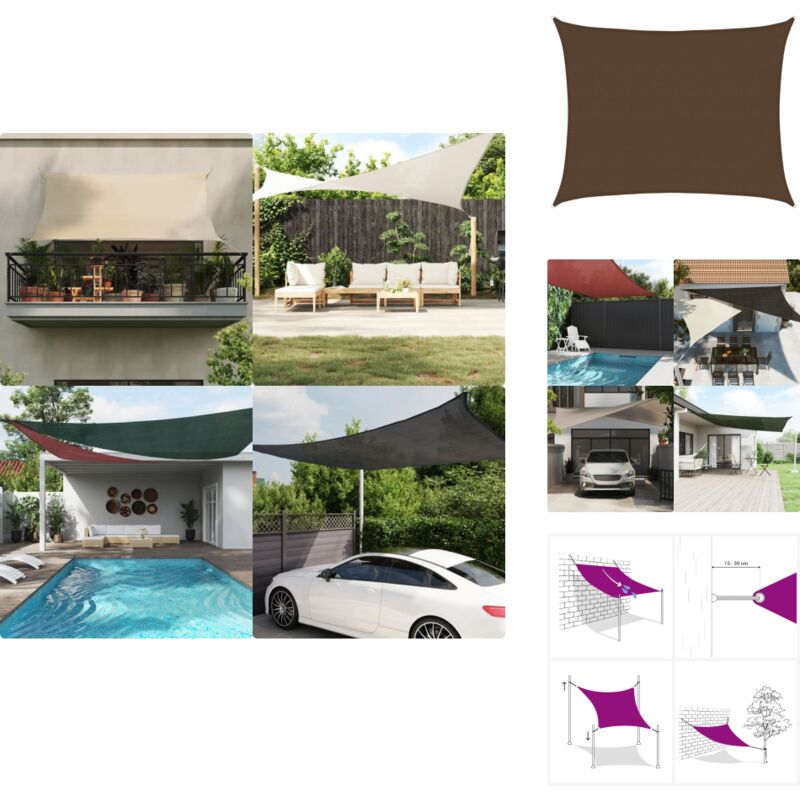 Vidaxl - Voile d'ombrage 160 g/m² Marron 6x8 m pehd - Parasol - Voile D'ombrage - Parasol Rectangulaire - Parasol Extérieur - Protection Solaire