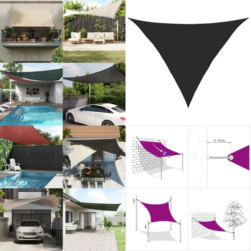 Vidaxl - Voile d'ombrage 160 g/m² Noir 3x3x4,2 m pehd - Parasol - Voile D'ombrage - Parasol Noir - Parasol Extérieur - Parasol Jardin - Home & Living