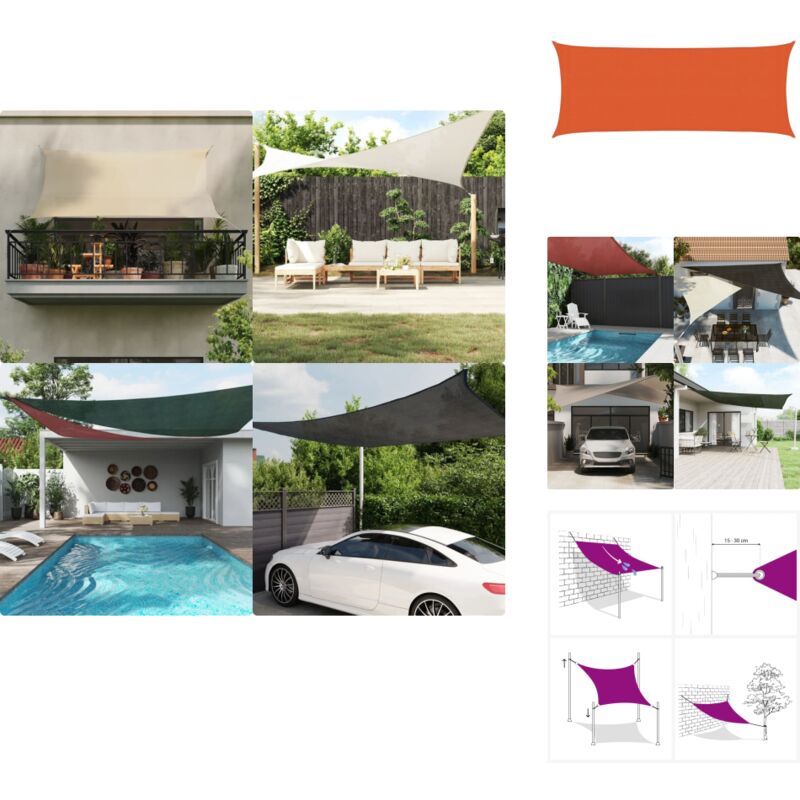 Voile d'ombrage 160 g/m² Orange 2x5 m pehd - Parasol - Voile D'ombrage - Ombrage - Jardin - Terrasse