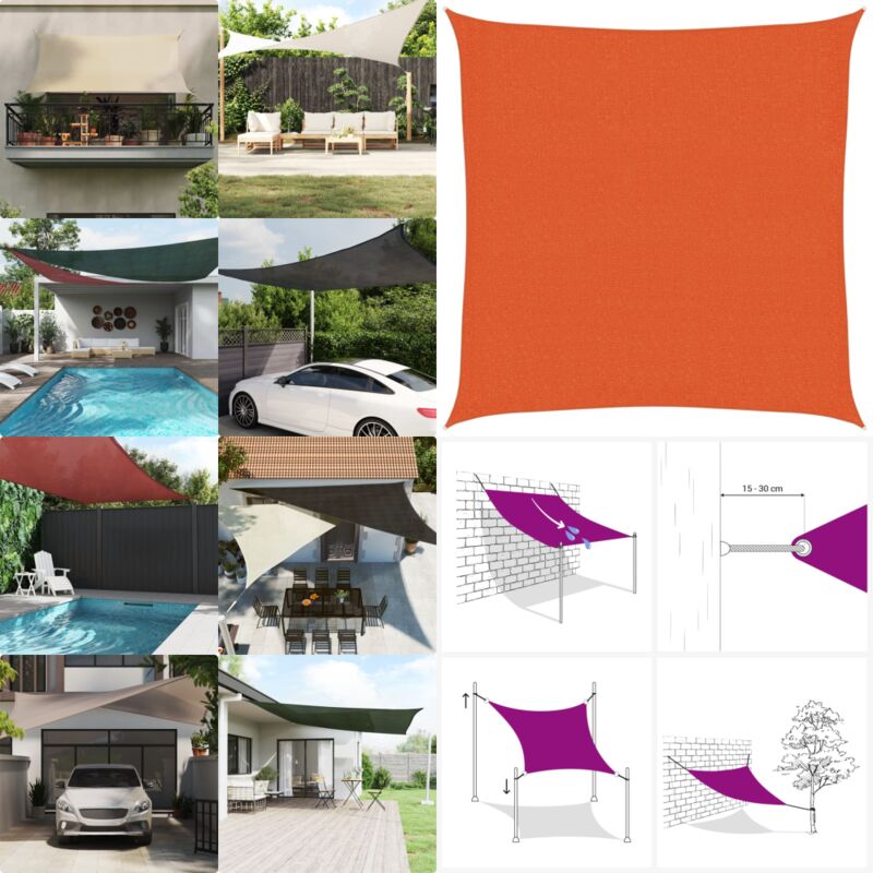 Vidaxl - Voile d'ombrage 160 g/m² Orange 3x3 m pehd - Parasol - Voile D'ombrage - Parasol Carré - Parasol Orange - Parasol Extérieur - Home & Living