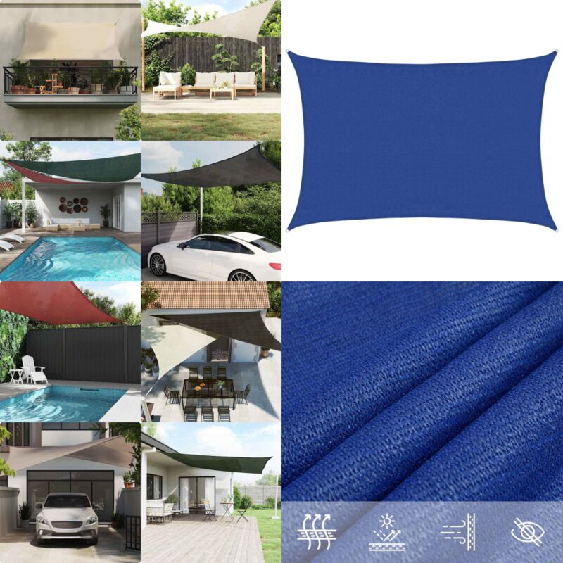 Voile d'ombrage 160 g/m² rectangulaire bleu 3,5x5 m pehd - Voile D'ombrage - Parasol - Ombre - Jardin - Terrasse - Home & Living