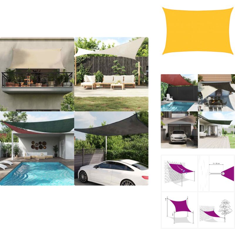 Voile d'ombrage 160 g/m² rectangulaire jaune 5x6 m PEHD - Voile D'ombrage - Parasol - Ombre - Jardin - Terrasse
