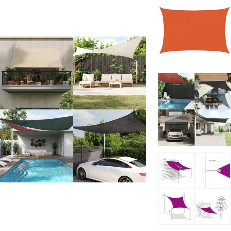 Voile d'ombrage 160 g/m² rectangulaire orange 4x5 m pehd - Voile D'ombrage - Parasol - Ombre - Abri Solaire - Jardin