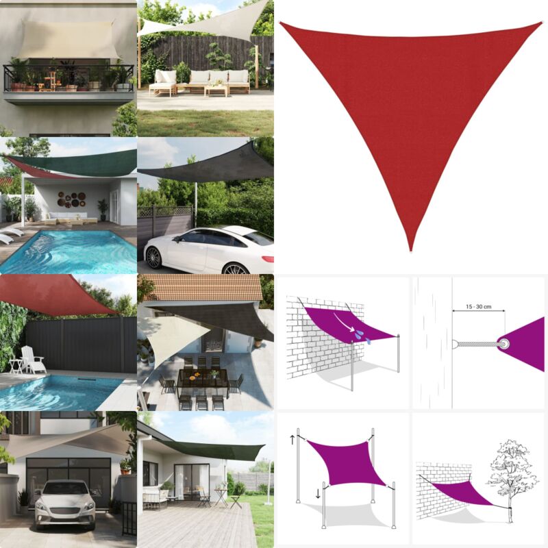 Vidaxl - Voile d'ombrage 160 g/m² Rouge 4x4x4 m pehd - Parasol - Voile D'ombrage - Parasol Rectangulaire - Parasol Rouge - Parasol Extérieur - Home &