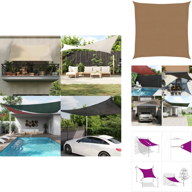 Voile d'ombrage 160 g/m² Taupe 2,5x2,5 m pehd - Parasol - Voile D'ombrage - Parasol Carré - Parasol Extérieur - Protection Solaire