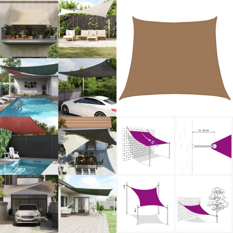 Vidaxl - Voile d'ombrage 160 g/m² Taupe 3/4x3 m pehd - Parasol - Voile D'ombrage - Parasol Extérieur - Parasol Rectangulaire - Parasol Taupe - Home &