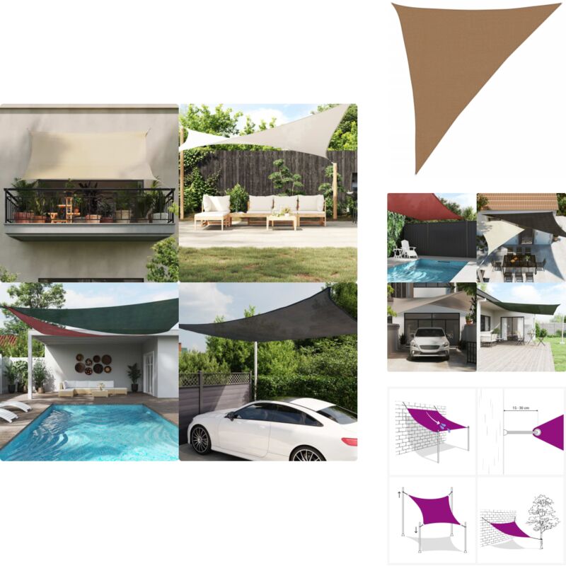 Voile d'ombrage 160 g/m² Taupe 3x4x5 m pehd - Parasol - Voile D'ombrage - Parasol Extérieur - Parasol Triangle - Parasol Taupe
