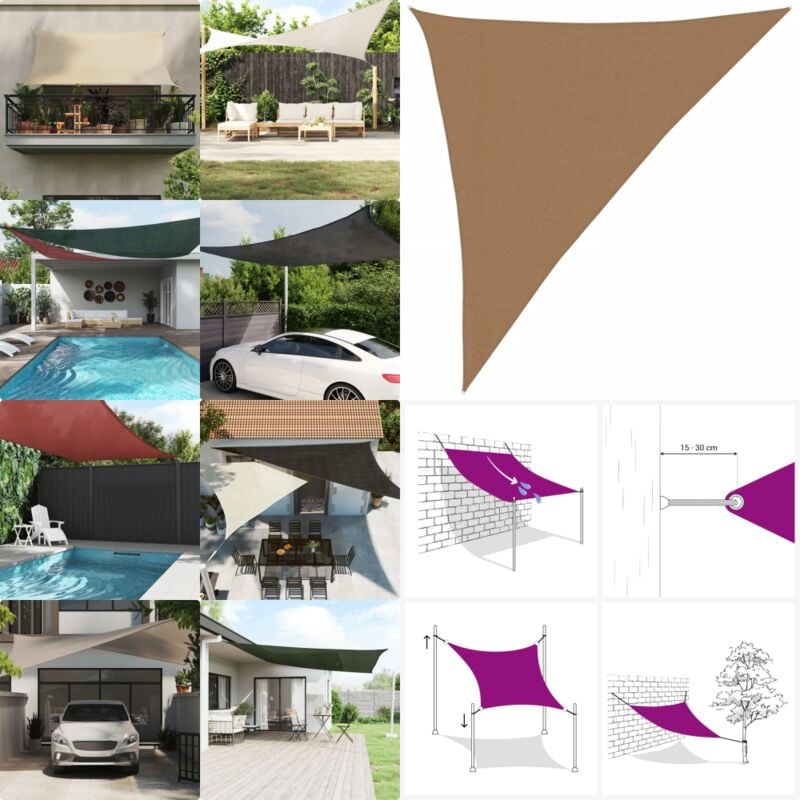 Vidaxl - Voile d'ombrage 160 g/m² Taupe 3x4x5 m pehd - Parasol - Voile D'ombrage - Parasol Extérieur - Parasol Triangle - Parasol Taupe - Home &