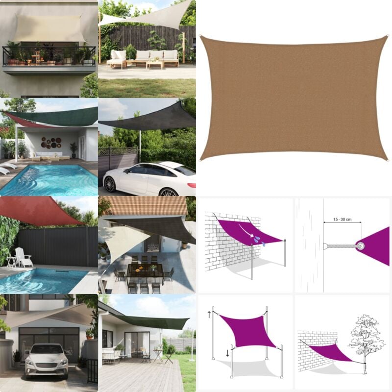 Vidaxl - Voile d'ombrage 160 g/m² Taupe 3x5 m pehd - Parasol - Voile D'ombrage - Parasol Rectangle - Parasol Extérieur - Parasol Jardin - Home &