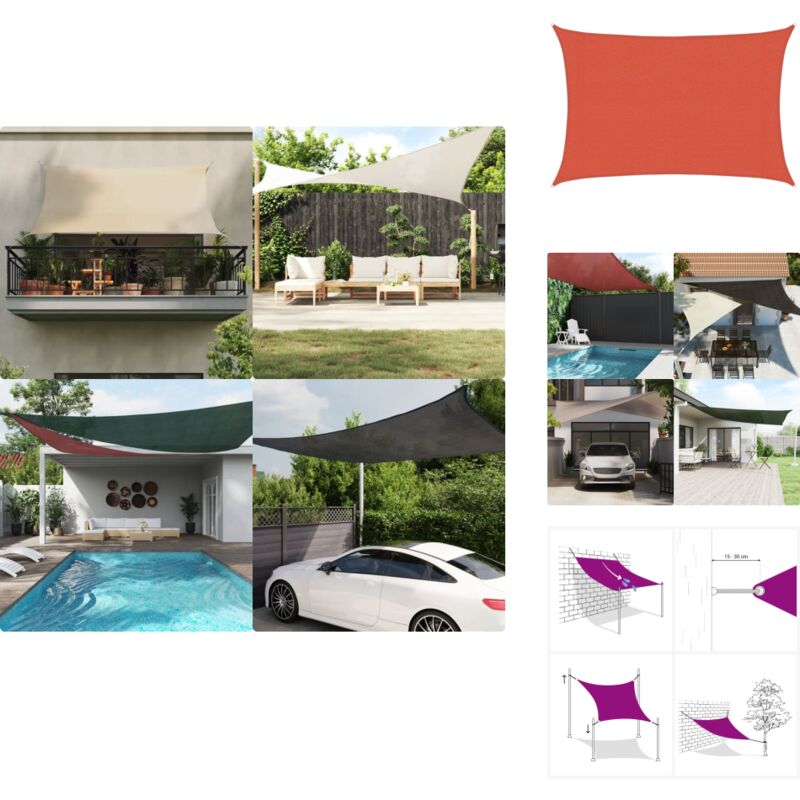 Vidaxl - Voile d'ombrage 160 g/m² Terre cuite 3x5 m pehd - Parasol - Voile D'ombrage - Parasol Rectangulaire - Parasol Extérieur - Parasol Jardin