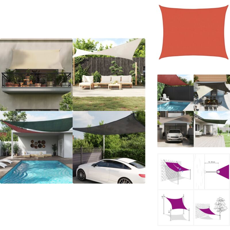 Voile d'ombrage 160 g/m² Terre cuite 6x8 m pehd - Parasol - Voile D'ombrage - Ombre - Jardin - Terrasse