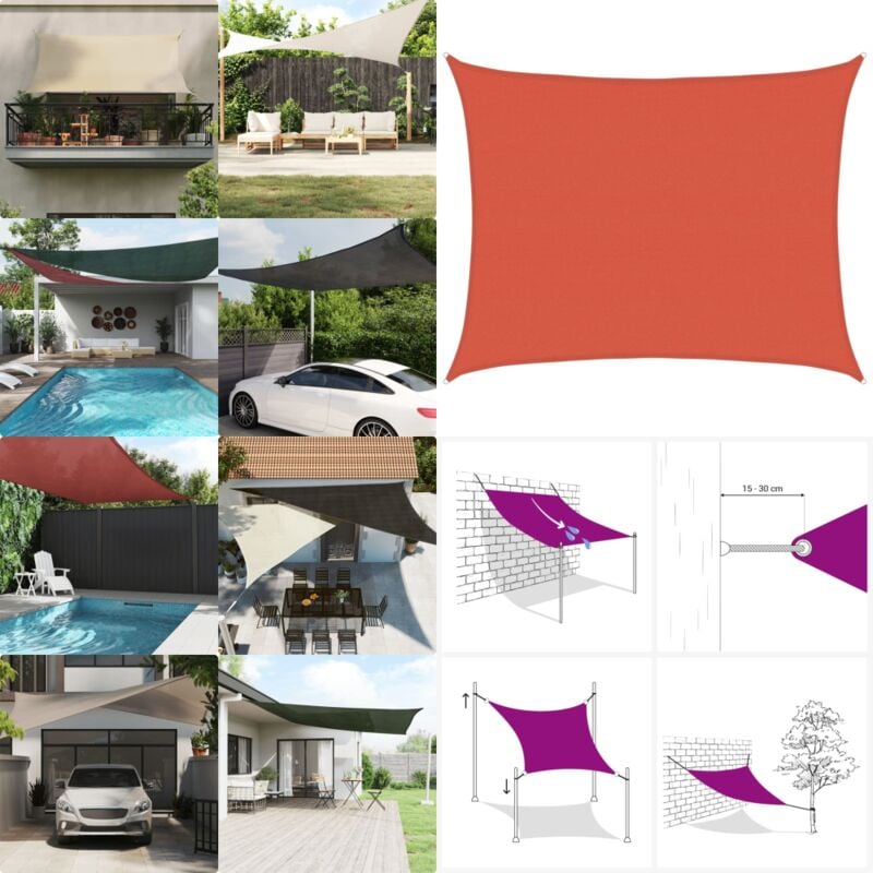Vidaxl - Voile d'ombrage 160 g/m² Terre cuite 6x8 m pehd - Parasol - Voile D'ombrage - Ombre - Jardin - Terrasse - Home & Living