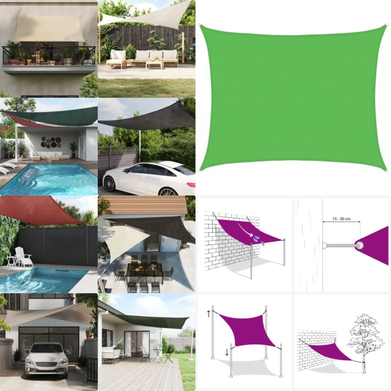 Vidaxl - Voile d'ombrage 160 g/m² Vert clair 6x8 m pehd - Parasol - Voile D'ombrage - Parasol Vert - Parasol Rectangulaire - Parasol Extérieur - Home