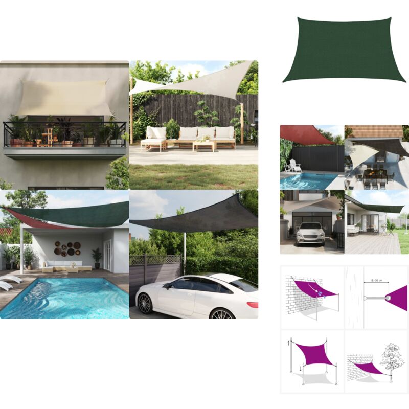 Voile d'ombrage 160 g/m² Vert foncé 3/4x2 m pehd - Parasol - Voile D'ombrage - Parasol Vert - Parasol Extérieur - Parasol Jardin