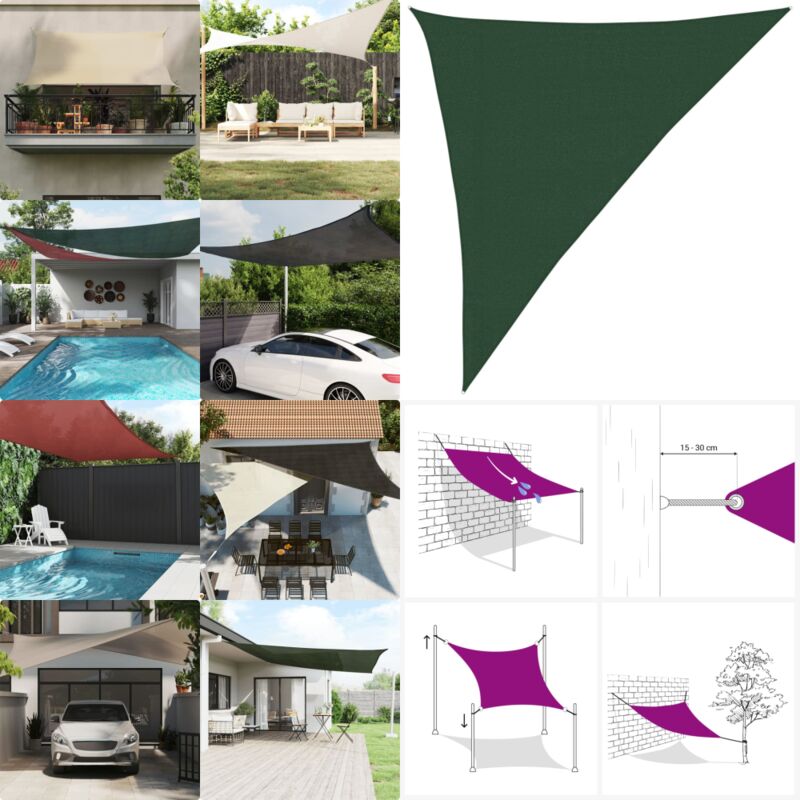 Voile d'ombrage 160 g/m² Vert foncé 3x4x5 m pehd - Parasol - Voile D'ombrage - Parasol Vert - Parasol Rectangulaire - Parasol Extérieur - Home &