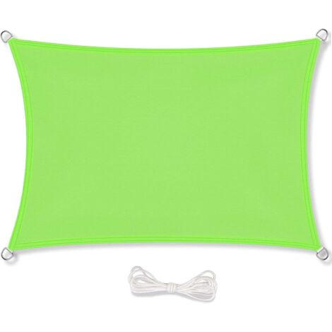 Voile d'ombrage 2x3m Auvent Résistante aux Imperméable pour Patio & Terrasse Jardin de Protection Solaire 90% Une Protection des Rayons UV avec Corde Libre Rectangulaire Vert